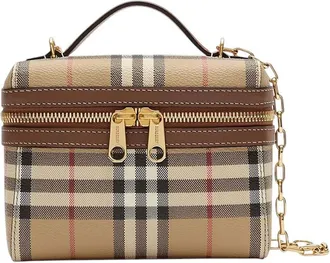 Burberry Beige Check Vanity Mini Crossbody Bag