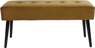 Miliboo Miliboo - Banco De Dise&ntilde;o Capiton&eacute; De Terciopelo Color Bronce Y Metal Negro 95 Cm Guesta
