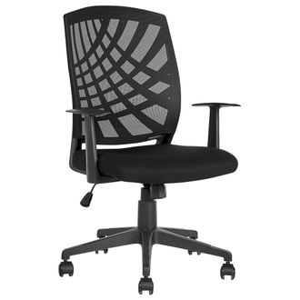 Beliani Beliani - Silla De Oficina Reclinable De Poli&eacute;ster Negro Giratorio Altura Ajustable Moderno Bonny Ii