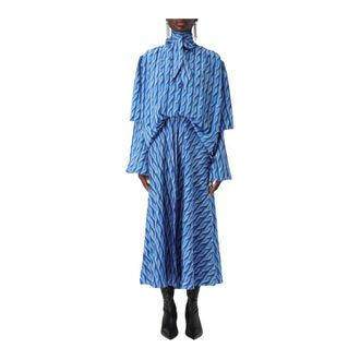 Balenciaga Dames, Jurken, Blauw, Maat: S Zijde