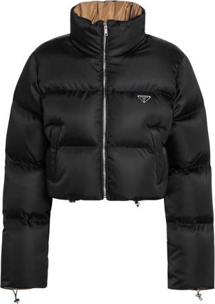Prada Dames, Jassen, Zwart, Maat: S Leer