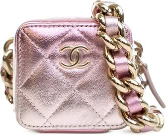 Chanel Borsa a tracolla Coco Punk Cube mini in pelle di agnello metallizzata 2021-2025 - Oro