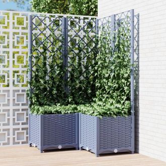Berkfield Home Garden Planter with Trellis Dark Grey 80x80x136 cm PP | Size: 80 x 80 x 136 cm