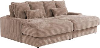 Pascal Morabito Sof&aacute; de 3 plazas con asiento profundo en panas grandes color taupe CALAZO de Pascal Morabito