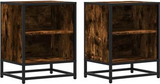 vidaXL Vidaxl - Mesitas noche 2 uds madera ingeniería roble ahumado 40x31x50 cm