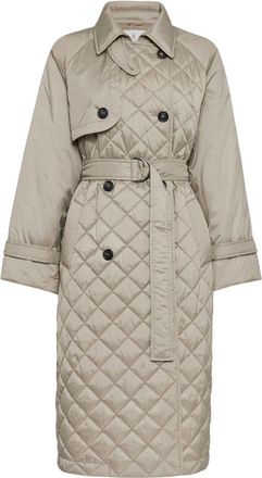 Brunello Cucinelli belted quilted trench coat - women - Polyester - 42 - Neutrals