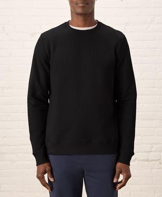 Pact Organic Cotton Cloud Brushed Fleece Crew Sweatshirt in Black at Nordstrom, Size X-Large