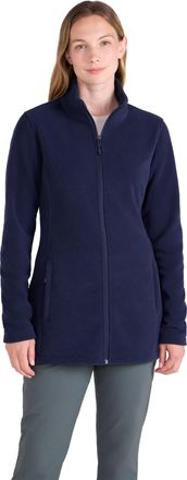 Mountain Warehouse Hythe Womens Long Line Fleece - Full-Length Zip Jumper with Cinched Back Waist & Front Pockets -Spring Walking, Hiking & Outdoors Navy Womens Size 10