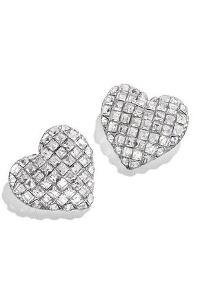 BaubleBar Jill Heart Stud Earrings in Silver at Nordstrom