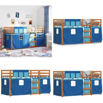 vidaXL Letto a Castello senza Materasso Blu 90x200cm Massello Pino - Letto a castello con tende - Letto a castello in legno