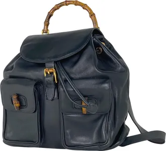 Gucci Navy Leather Backpack (Pre-Owned)