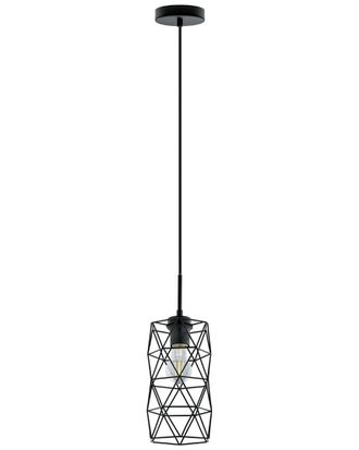 Eglo Eglo Estevau 1 Light Mini Pendant With Matte Black Finish & Metal Wire Cage Shade