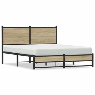 Berkfield Home Metal Bed Frame without Mattress Sonoma Oak 140x200 cm in Brown