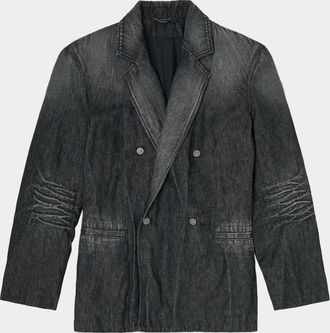 Diesel Men & apos;s D-Kot-Fsj Denim Double-Breasted Blazer