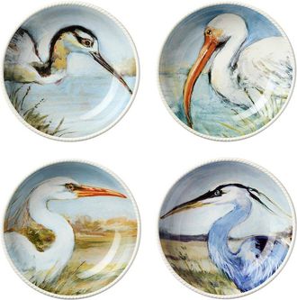 Certified International Coastal Birds Set Of 4 Soup Bowls