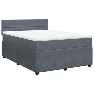vidaXL Cama Box Spring Con Colch&oacute;n Terciopelo Gris Oscuro 140x200 Cm Vidaxl