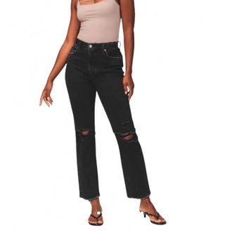 Abercrombie & Fitch Curve Love Ultra High Rise Ankle Straight Jeans In Black