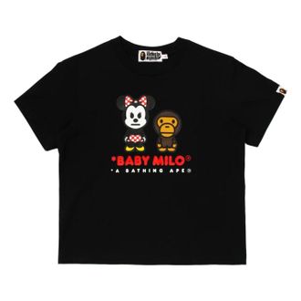 A Bathing Ape (WMNS) A Bathing Ape x Disney Minnie Mouse Baby Milo Relaxed Mini T-Shirt Black 0ZXTEW901092Q-BLK