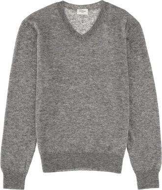 Saint Laurent V-hals Truien - Heren - Cashmere truien - Grijs - M - Kasjmier - Truien & Vesten
