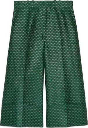 Gucci (WMNS) Gucci Mini GG Lurex Flared Trousers Green 652118-ZAGLX-3091