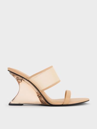 Charles & Keith Mesh Sculptural-Heel Wedges