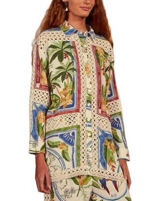 Farm Rio Tropical Destination Crochet Shirt