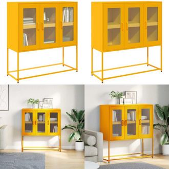 vidaXL Credenza Giallo Senape 100,5x39x107cm Acciaio Laminato Freddo - Armadietto - Mobili da cucina