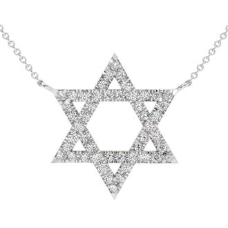 Pompeii3 1Ct TW Diamond Jewish Star Pendant 14k Gold Lab Grown Necklace 1 Tall