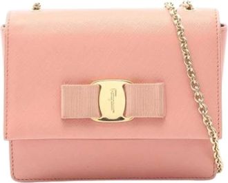 Ferragamo Pre-owned Cross Body Bags, female, Pink, Size: ONE SIZE Pre-owned Vara Shoulder Bag