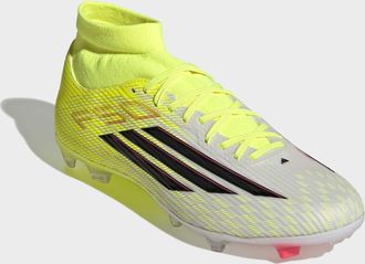 adidas Fussballschuh ADIDAS PERFORMANCE F50 LEAGUE MID CUT FIRM GROUND / MULTI GROUND, Gr. 42,5, team solar gelb 2, core schwarz, lucid rot, Synthetik, Texti