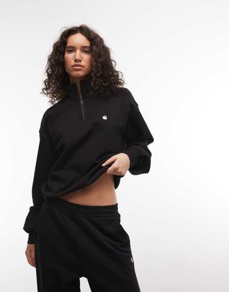 Carhartt Work in Progress Casey - Felpa nera con zip corta-Nero