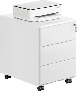 Woltu Woltu Cajonera M&oacute;vil Con Cerradura, Oficina O Estudio, Blanco