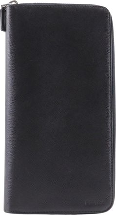 Prada Saffiano Black Saffiano Long Wallet (Bi-Fold) (Pre-Owned)