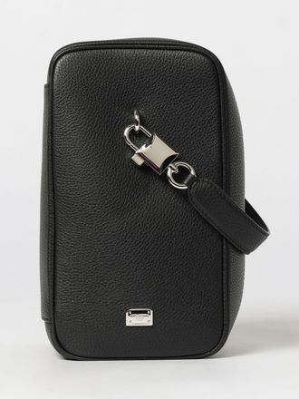 Dolce & Gabbana Lock Grained Calfskin Document Holder with Shoulder Strap