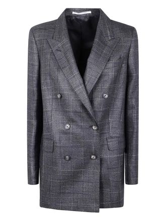 Tagliatore checked double-breasted jacket - women - Viscose/Polyamide/Wool - 44 - Black