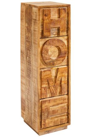 Livetastic Kommode, Naturfarben, Holz, Mangoholz, massiv, Texte, 4 Schubladen, 32x110x35 cm, handgemacht, Kleinm&ouml;bel, Kommoden, Kommoden