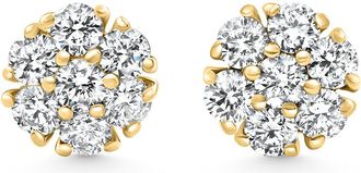 Pompeii3 1Ct Diamond Cluster Pave Studs Screwback Earrings 14k Gold Lab Grown
