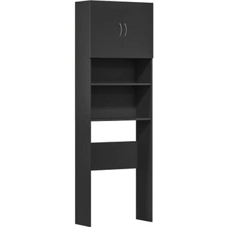 vidaXL Armario de lavadora madera ingeniería negro 64x24x190 cm Vidaxl