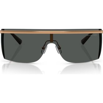 Michael Kors Palisades 145mm Shield Sunglasses in Beige Gold /Dark Grey Solid at Nordstrom