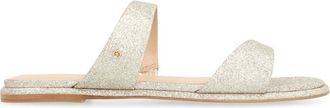 Michael Kors Jaida Glitter Embellished Leather Sandal - Dames - Sandalen - Geel - 39 1/2 EU - Schoenen