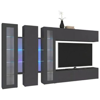 Dmora Dmora - Parete attrezzata Atta, Set salotto porta tv a 5 ante, Mobile soggiorno multiuso, 100% Made in Italy, cm 340x30h180, Bianco lucido