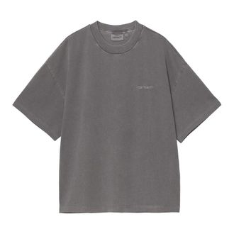 Carhartt Work in Progress Carhartt Wip, T-Shirts, male, Gray, Size: M Gray Cotton Short Sleeve Logo T-Shirt