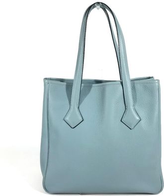 Herm&egrave;s Blue Taurillon Clemence Leather Shoulder Bag Tote Bag (Pre-Owned)