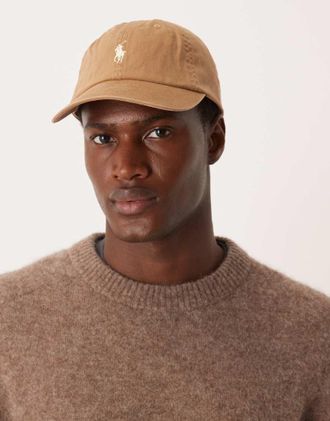 Polo Ralph Lauren Icon - Cappellino color cuoio in twill con logo-Marrone