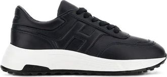Hogan Black Leather Embossed Chunky Sole Sneakers