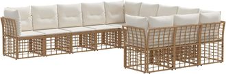 vidaXL Conjunto De Sof&aacute;s De Exterior 11 Plaza Natural Y Crema Vidaxl