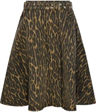Ganni Print Denim Wrap Midi Rok - Dames - Midirokken - Groen - S - Denim - Rokken