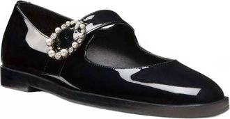 Stuart Weitzman Womens Loralei Crystal Mary Jane Flats In Black Patent