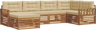vidaXL Conjunto De Sof&aacute;s De Exterior 6 Uds. Natural Y Beige Vidaxl