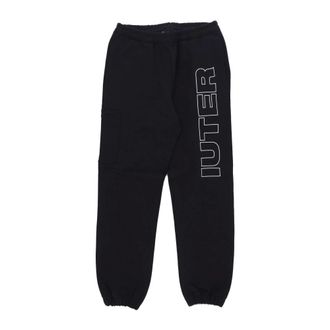 Iuter Sweatpants, male, Black, L, Black Lightweight Tracksuit Trousers Elastic Waist